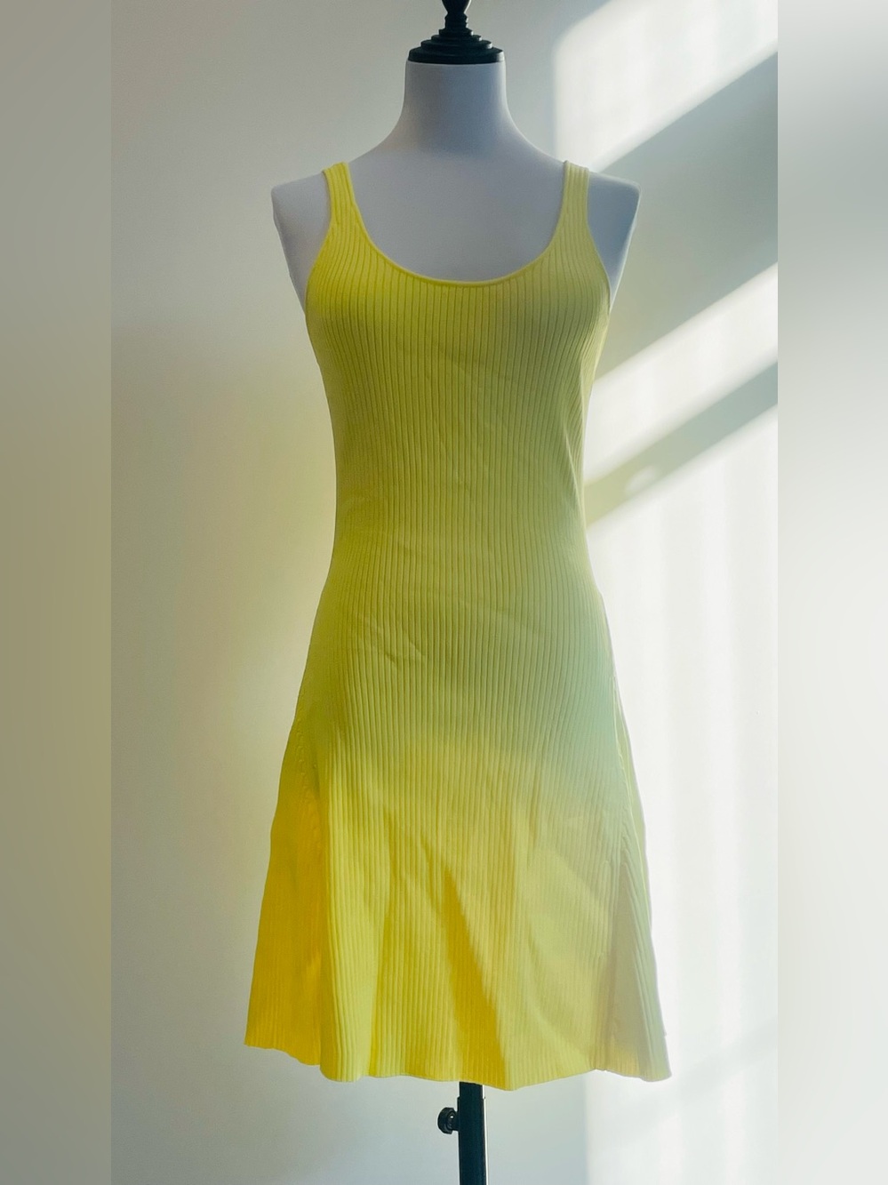 Maje Yellow Ribbed Midi Tank Dress Brand Sample Size 1